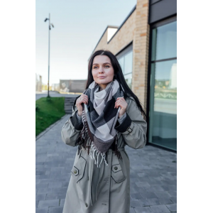 Велика чорна кашемірова хустка косинка в клітину CASHMERE